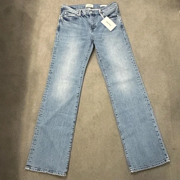 Frame - The Rodeo Jeans - Size 28 - Low-Rise Wide-Leg Light Wash 33” Inseam NWT - Picture 2 of 8